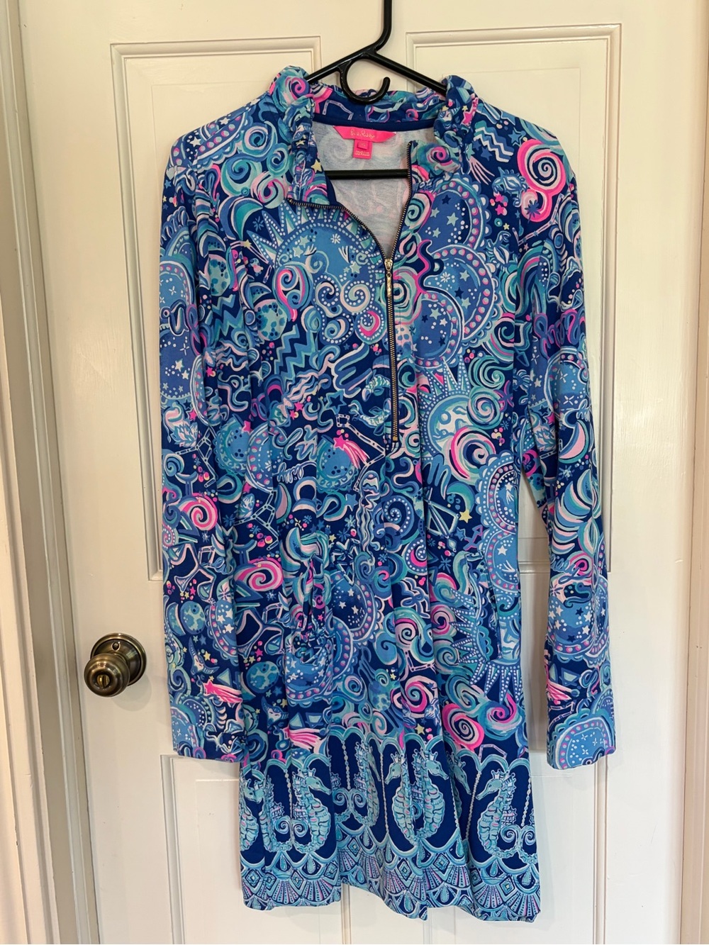 Lilly Pulitzer Blue, Pink & Teal Paisley Zip Tunic